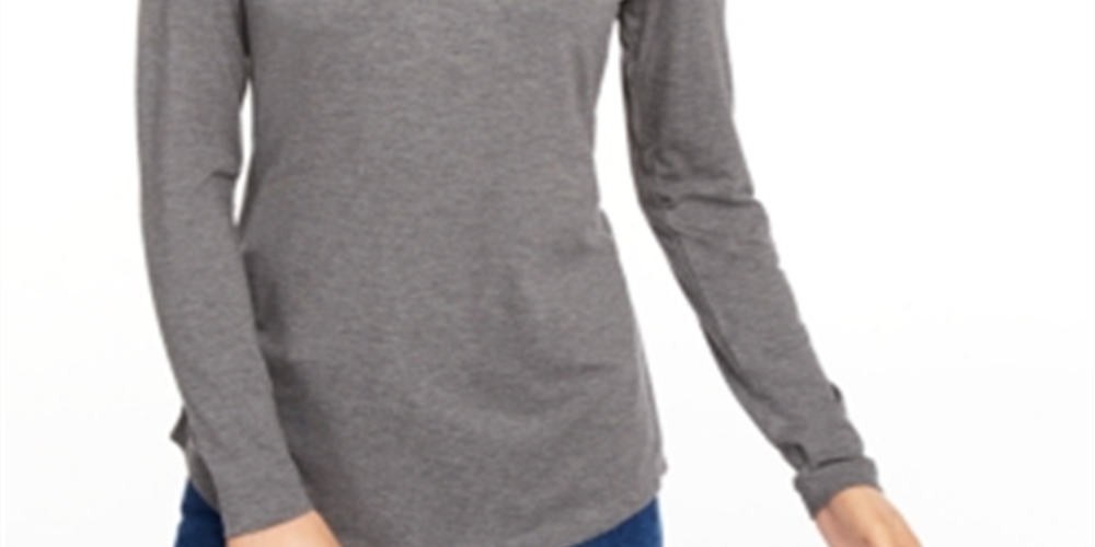 Maison Jules Women's Turtleneck Top Gray Size Small