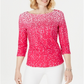 Charter Club Women's Pima Cotton Button Shoulder Print Top Pink Size XX-Large
