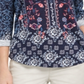 Style & Co Women's Printed Textured Knit Top Blue Size Medium