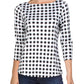 Charter Club Women's Cotton Gingham Print Boat Neck Top Black Size Medium