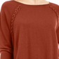 Style & Co Women's Lace up Chevron Trim Sweater Orange Size Large