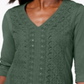 JM Collection Women's Embellished Lace Contrast Top Green Size X-Small