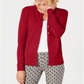 Charter Club Women's Crewneck Cardigan Red Size Petite