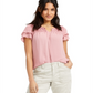 Style & Co Women's Smocked Flutter Sleeve Top Pink Size S