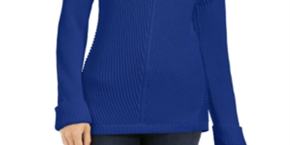 Charter Club Women's Textured Solid Long Sleeve V Neck T-Shirt Sweater Blue Size XX-Large