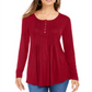 Style & Co Women's Long Sleeve Pintuck Top Red Size Small