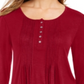 Style & Co Women's Long Sleeve Pintuck Top Red Size Small