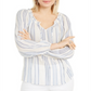 INC International Concepts Women's Striped Peasant Top Blue Size Small