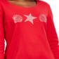 Karen Scott Women's Shell Graphic Top Red Size -Petite L