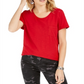 Style & Co Women's Cotton Crew Neck T-Shirt Red Size Medium
