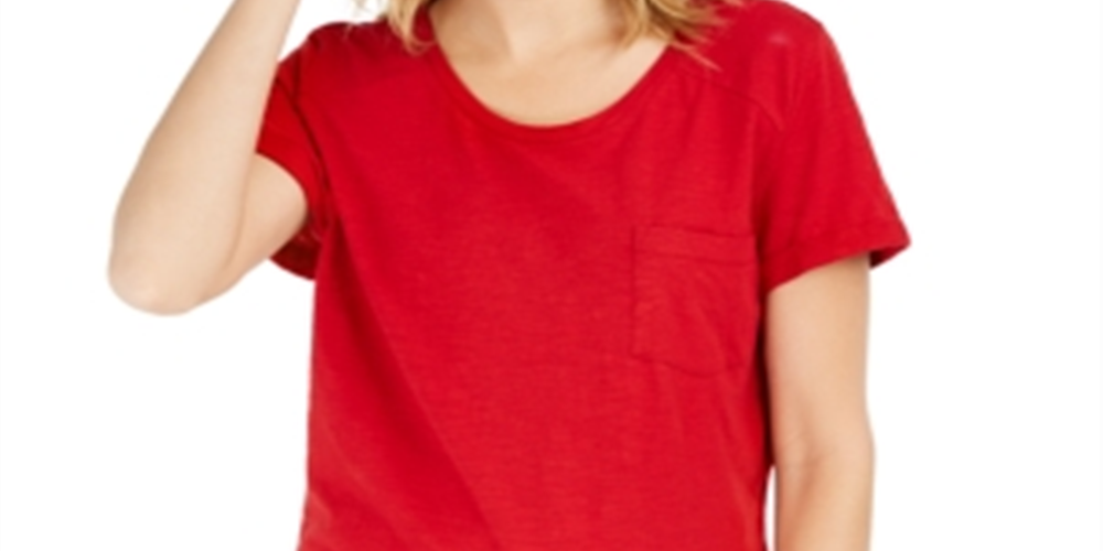 Style & Co Women's Cotton Crew Neck T-Shirt Red Size Medium