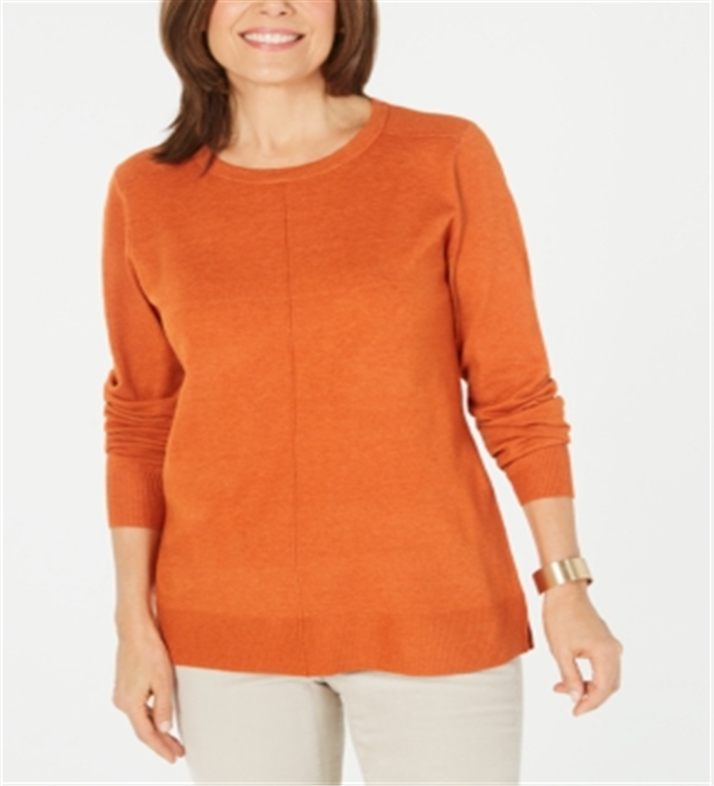 Karen Scott Women's Crewneck Long Sleeve Sweater Orange Size X-Small