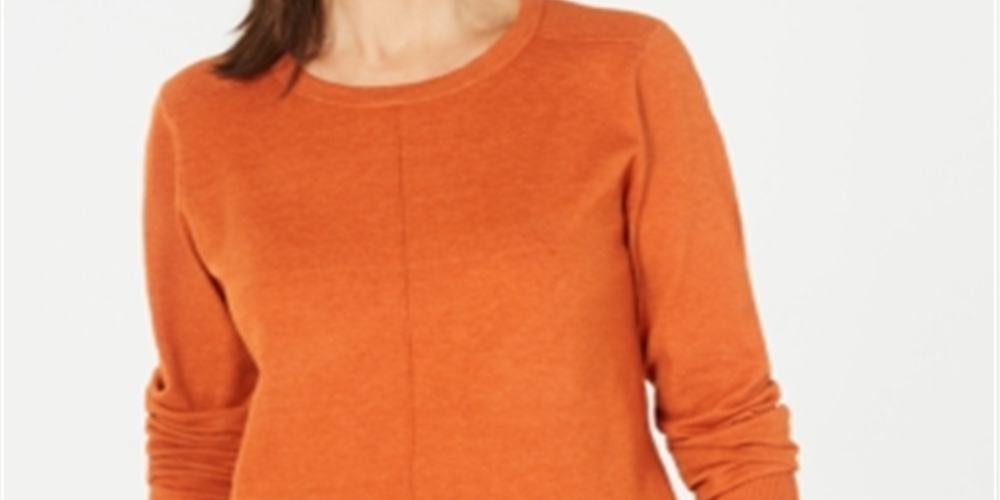 Karen Scott Women's Crewneck Long Sleeve Sweater Orange Size X-Small