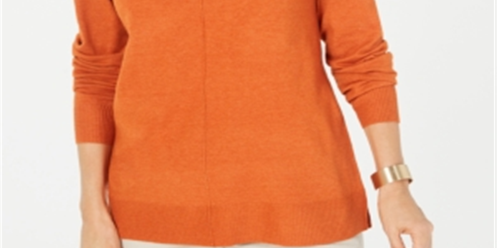 Karen Scott Women's Crewneck Long Sleeve Sweater Orange Size X-Small