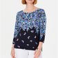 Karen Scott Women's Floral Print Sweater Blue Size X-Large
