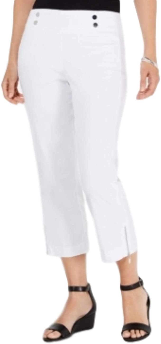 JM Collection Women's Zip Hem Capri Pants White Size XX-Large
