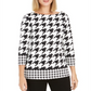 Charter Club Women's Houndstooth 3/4 Sleeve Top Black Size X-Small