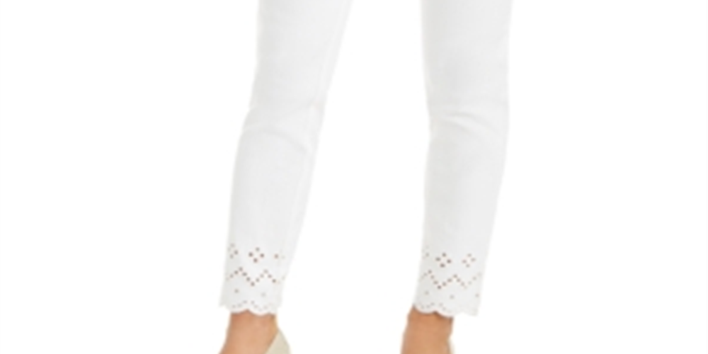 Charter Club Women's Eyelet Ankle Jeans White Size 10