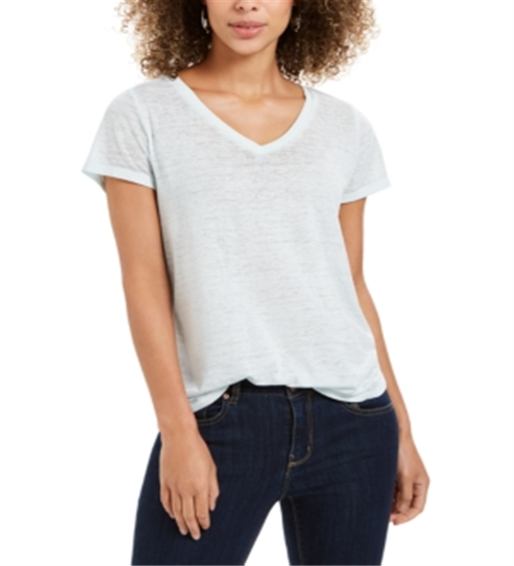 Style & Co Women's Burnout V Neck T-Shirt  Mint Size Medium