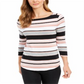 Charter Club Women's Ribbed Striped Top Pink Size XX-Large