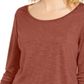 Style & Co Women's Chiffon Hem Top Brown Size X-Small