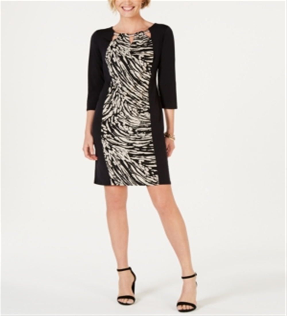 JM Collection Women's Triple Keyhole Sheath Dress Black  Size Small