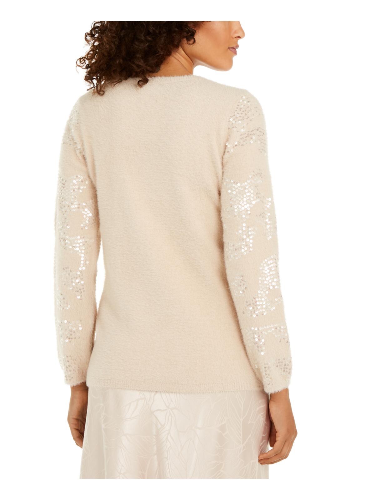 Alfani Women's Sequined Crewneck Crewneck Sweater Brown Size Medium