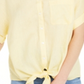 Charter Club Women's Linen Tie Front Button up Shirt Yellow Size X-Large