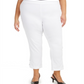 JM Collection Women's Plus Tummy Control Hardware Trim Slim Ankle Pants White Size 20W