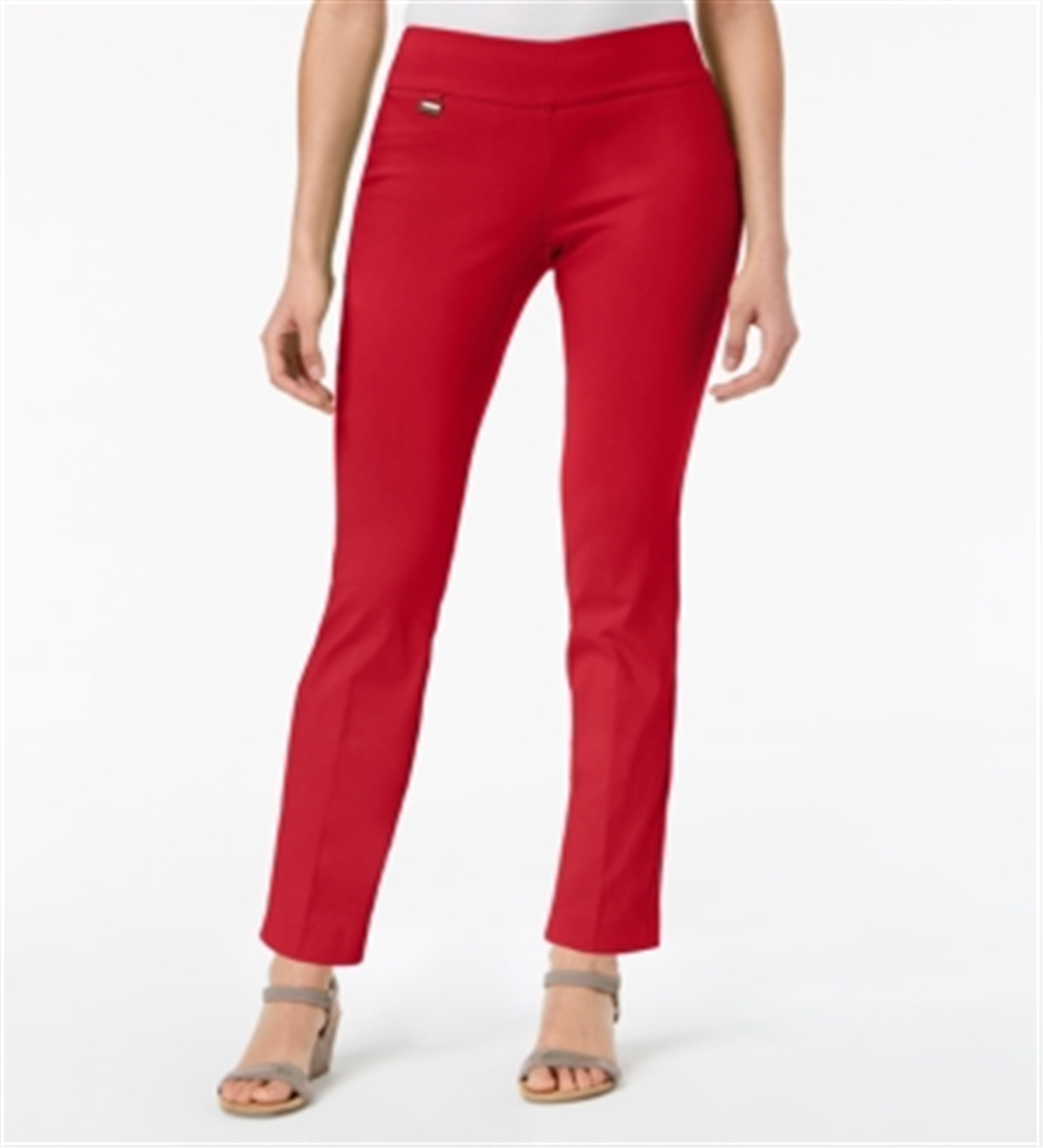 Alfani Women's Tummy Control Pull on Skinny Pants Red Size 4 Petite