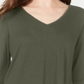 Style & Co Women's V Neck Chiffon Hem Top Green Size Small