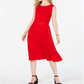 Charter Club Women's Tie Waist MIDI Dress Red Size X-Large
