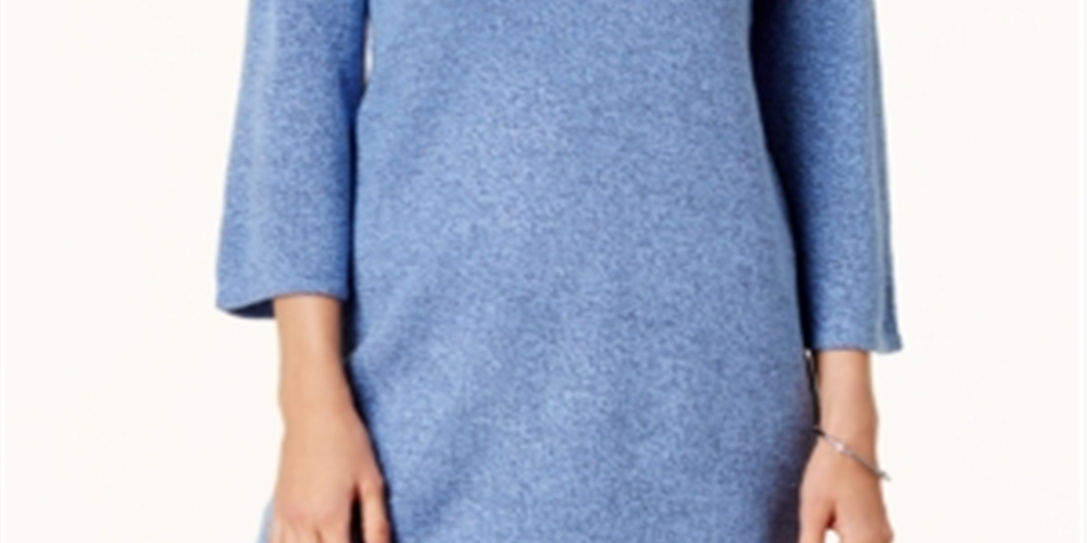 Karen Scott Women's Cowl Neck 3/4 Sleeve Sweater Blue Size Small