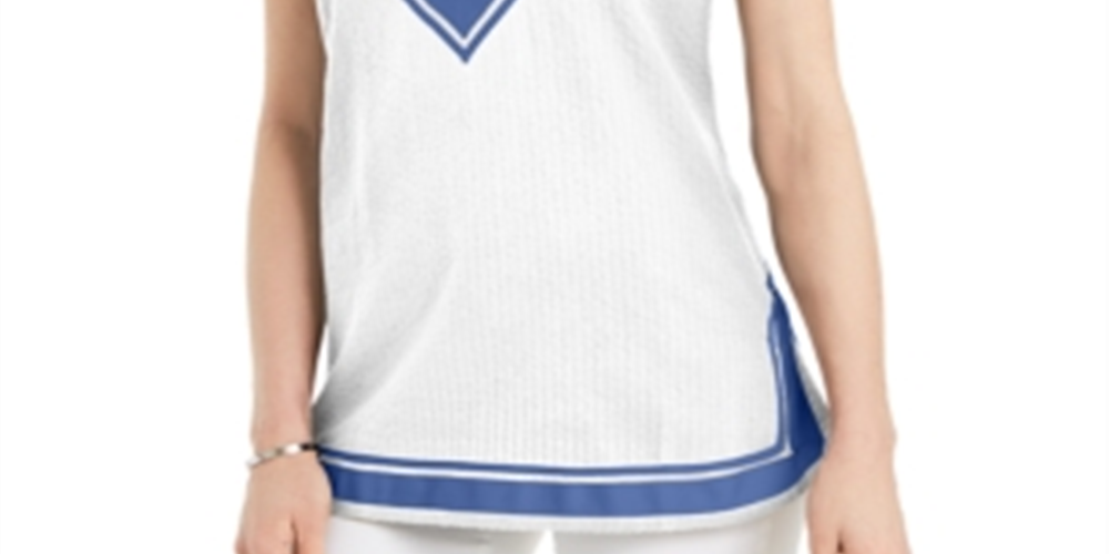 Charter Club Women's Seersucker Woven Tunic Top White Size Medium