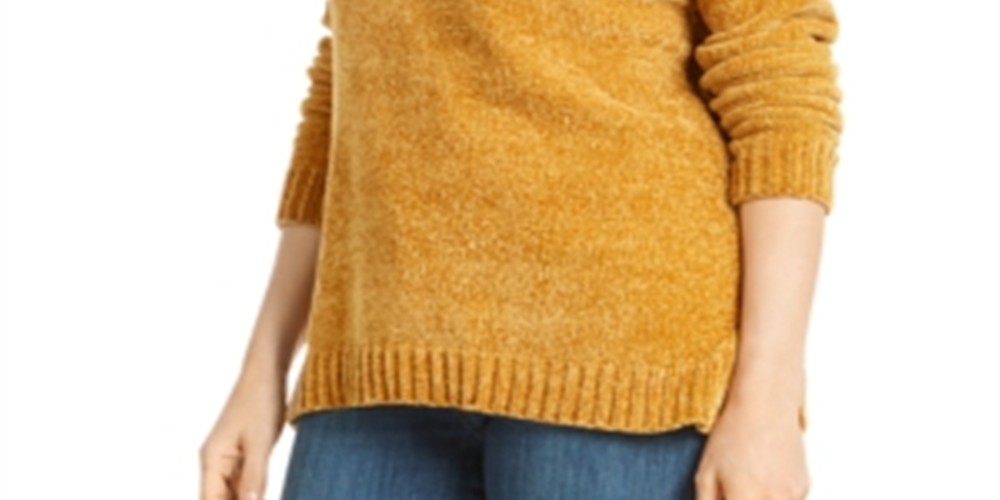 Karen Scott Women's V Neck Chenille Sweater Yellow Size -Petite XL