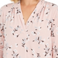 Charter Club Women's Floral Print V Neck Top Pink Size Petite XL