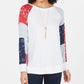 Style & Co Women's Patchwork Sweatshirt White Size PP