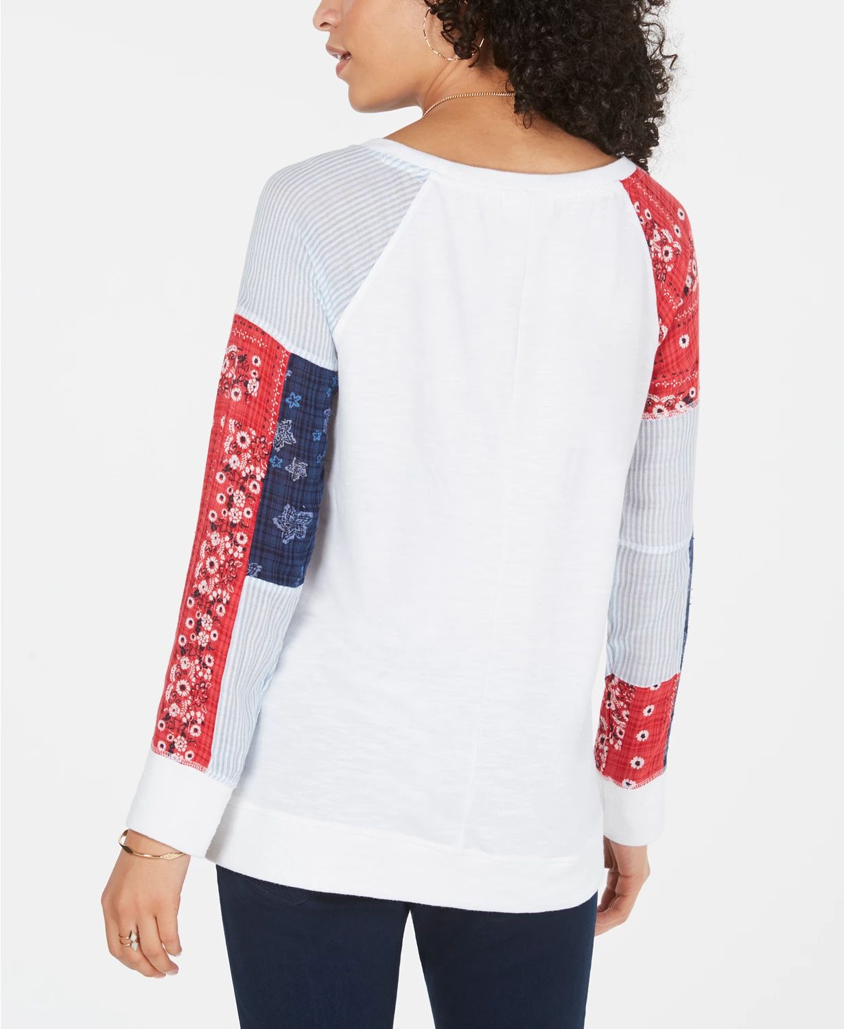 Style & Co Women's Patchwork Sweatshirt White Size PP