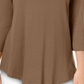 JM Collection Women's Three Quarter Sleeve Top Brown Size Petite Small