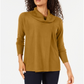 JM Collection Women's Faux Wrap Cowl Neck Sweater Yellow Size Large