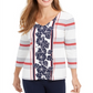 Charter Club Women's Mixed Print Top White Size Petite