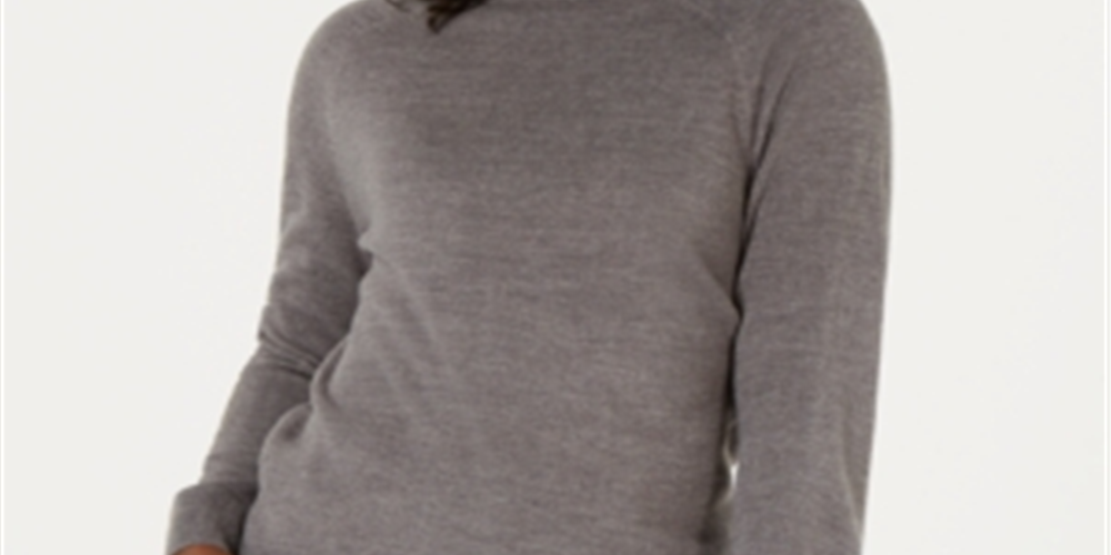 Karen Scott Women's Long Sleeve Sweater Gray Size Petite Medium