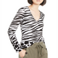 INC International Concepts Women's Zebra Print Top White-Black  Size Petite L