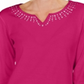 Karen Scott Women's Cotton Studded Split Neck Top Pink Size X-Small