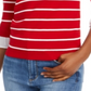 Maison Jules Women's Striped Bow Trim Sweater Red Size XXS