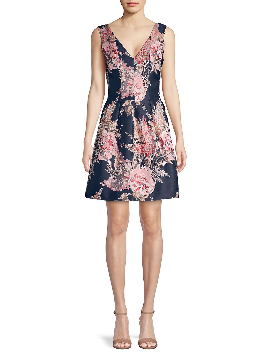 Vince Camuto Women's Textured Jacquard Fit & Flare Dress Blue Size 14