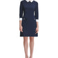 Tommy Hilfiger Women's Long Sleeve Peter Pan Collar Above the Knee Sheath Wear to Work Dress Blue Size 8