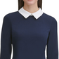 Tommy Hilfiger Women's Long Sleeve Peter Pan Collar Above the Knee Sheath Wear to Work Dress Blue Size 8