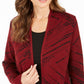 JM Collection Women's Jacquard Diagonal Print Cardigan Red Size XX-Large