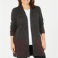 Karen Scott Women's Open Front Contrast Trim Cardigan Merlot Size X-Small